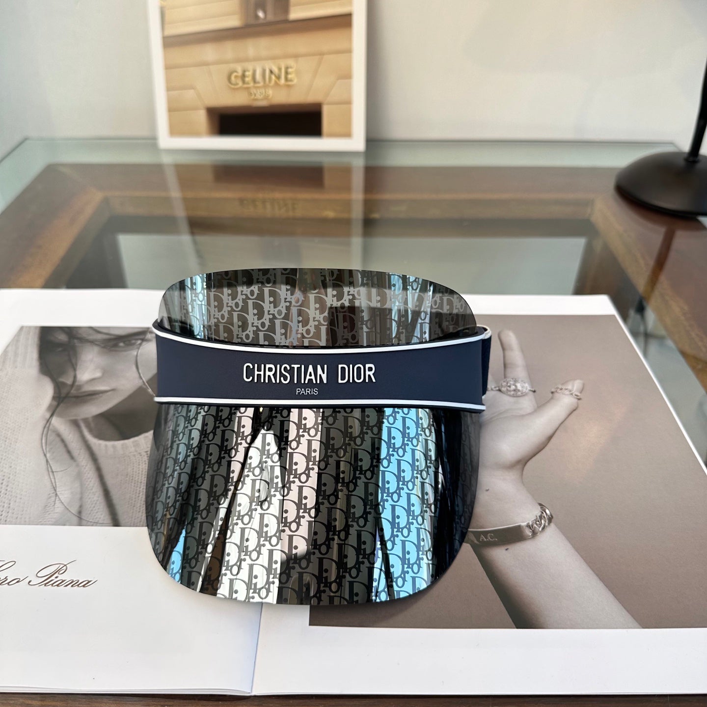 Monogram Sun Shield Visor in Elevated Navy Blue
