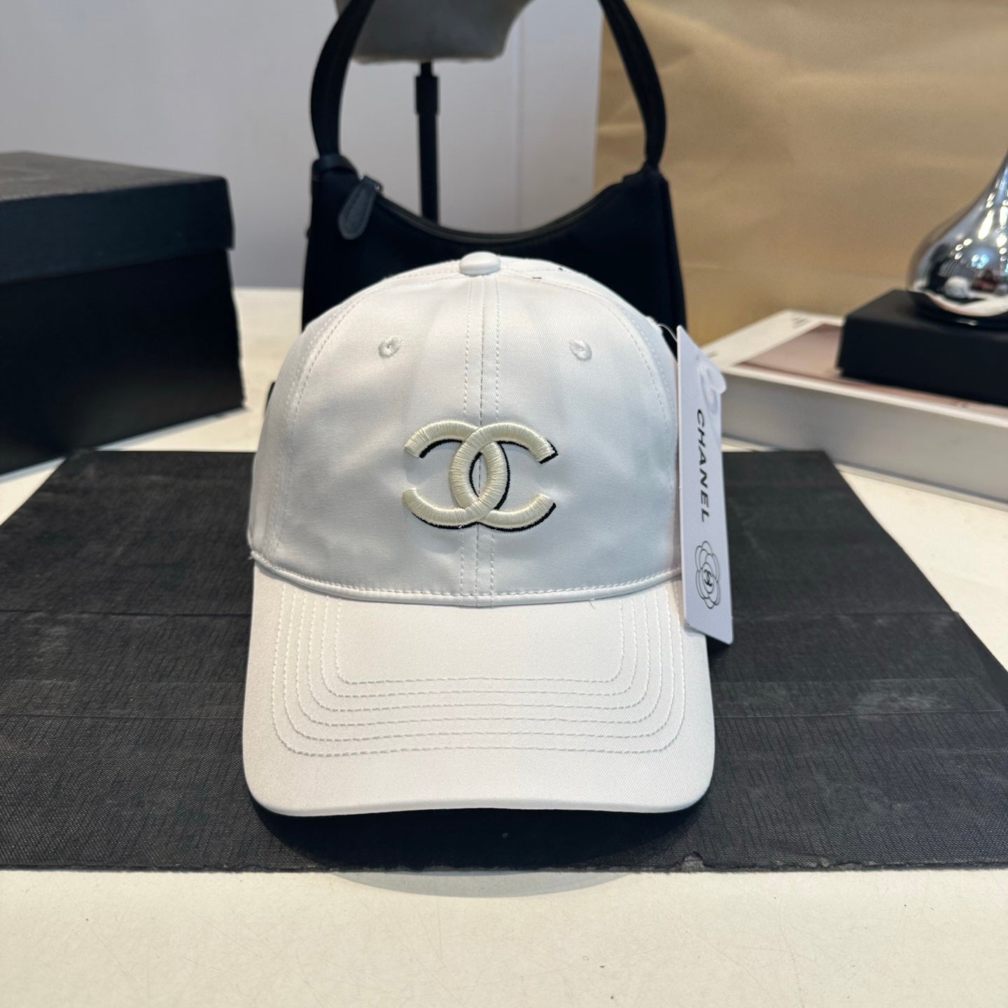 Embroidered Cotton Baseball Cap — White