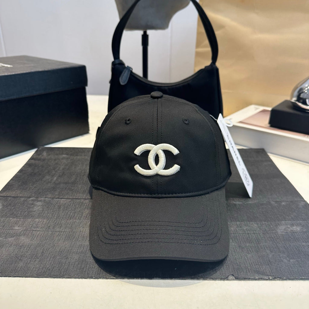 Embroidered Cotton Baseball Cap — Black