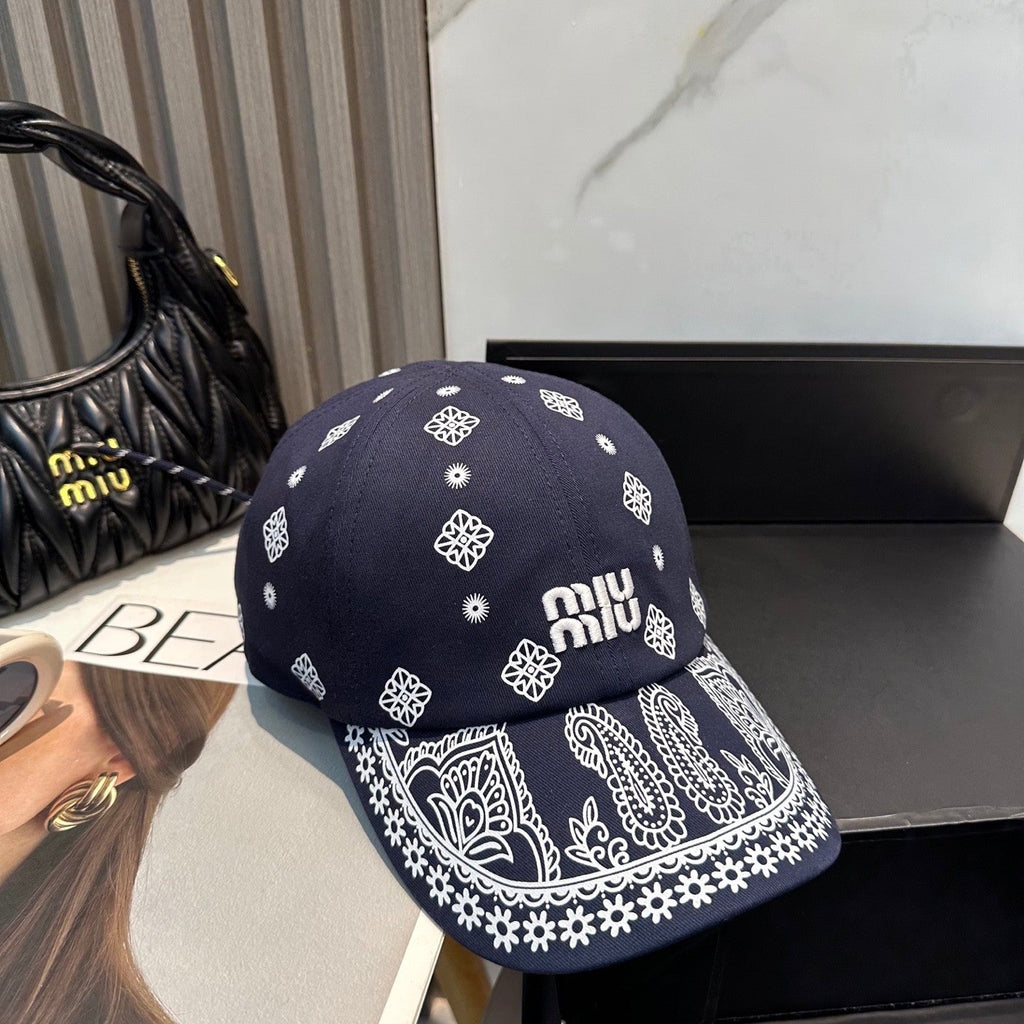 Embroidered Paisley Cotton Baseball Cap - Adjustable Streetwear Hat
