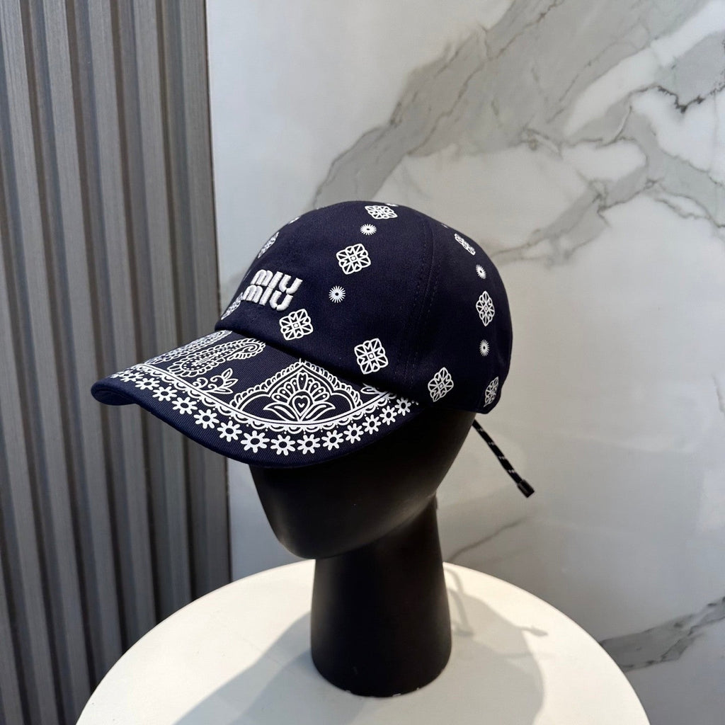 Embroidered Paisley Cotton Baseball Cap - Adjustable Streetwear Hat