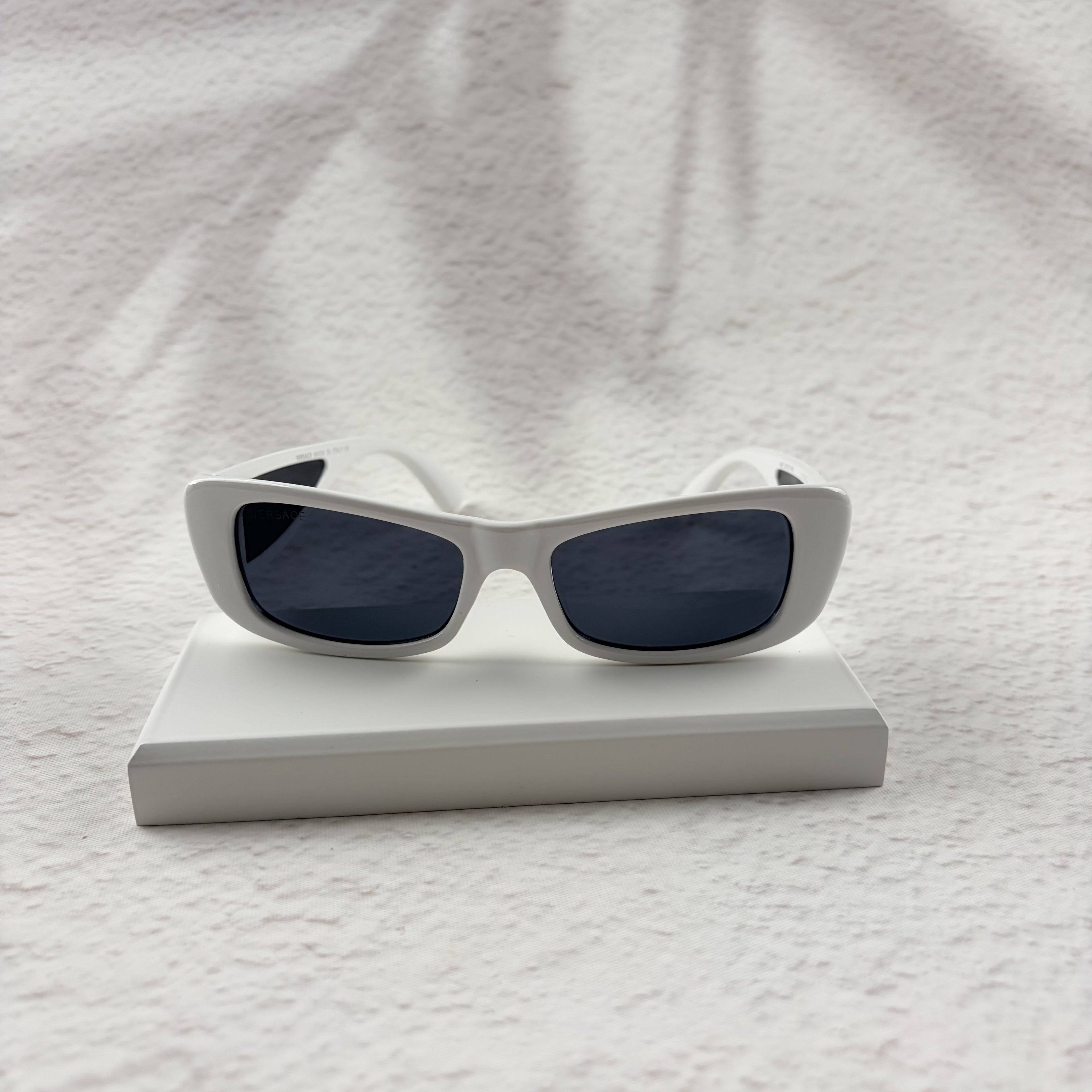 Modern Rectangular White Sunglasses - UV Protection Street Style