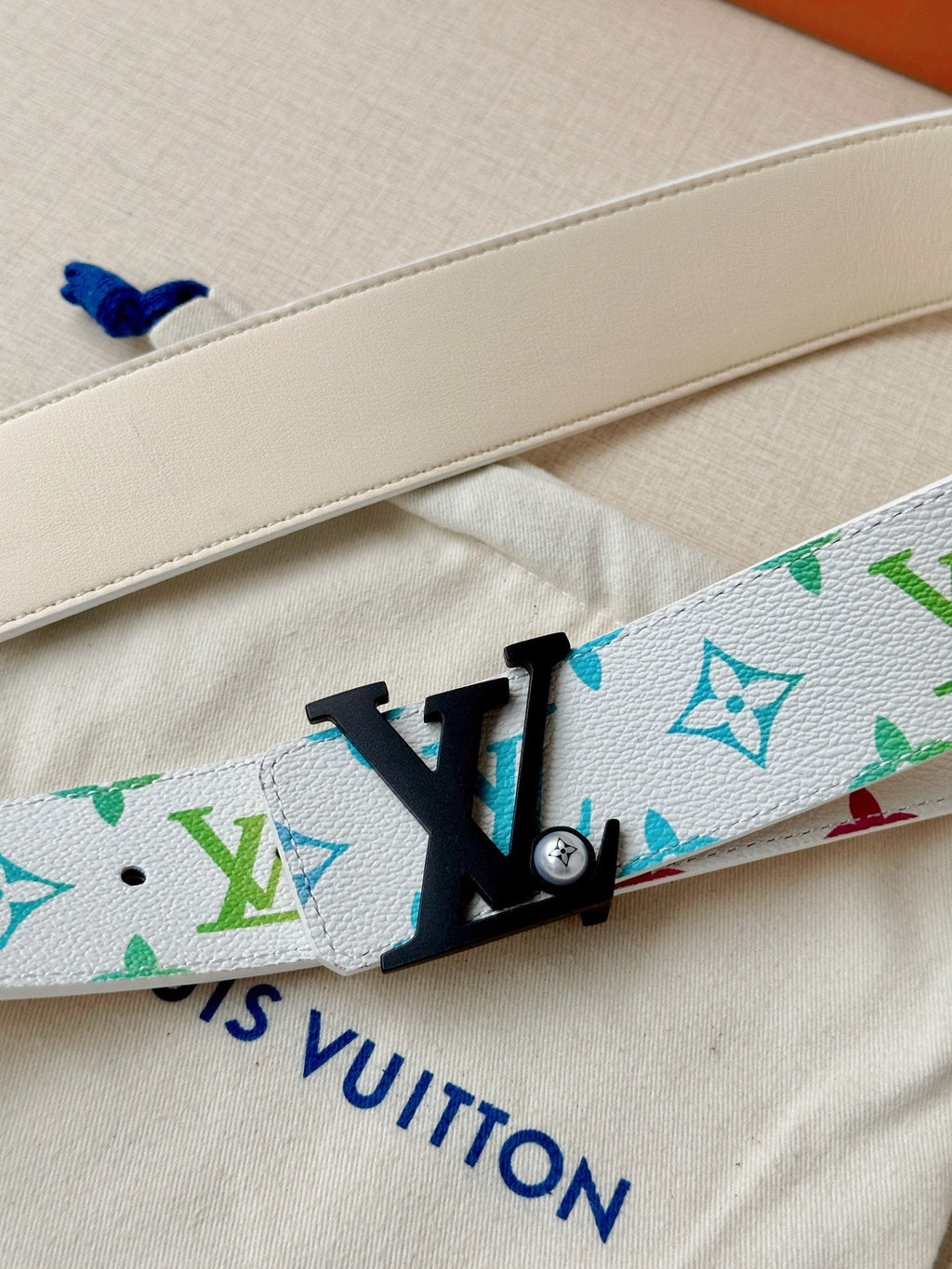 Multi-Color Monogram Canvas Belt, 40mm Reversible Leather Strap