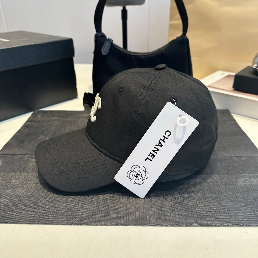 Embroidered Cotton Baseball Cap — Black