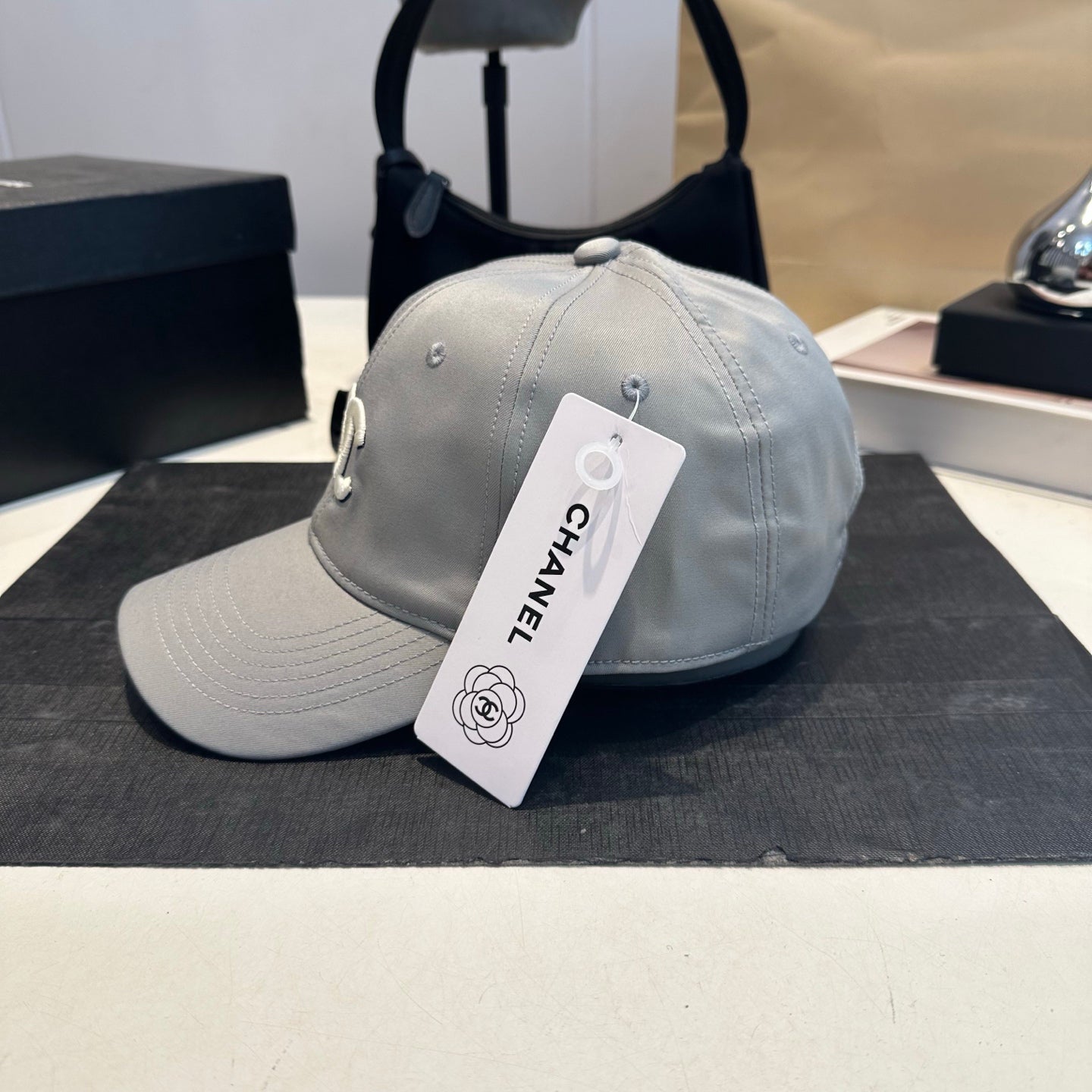 Embroidered Cotton Baseball Cap — Grey