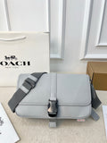 Utility Leather Messenger Bag – Black & Light Gray