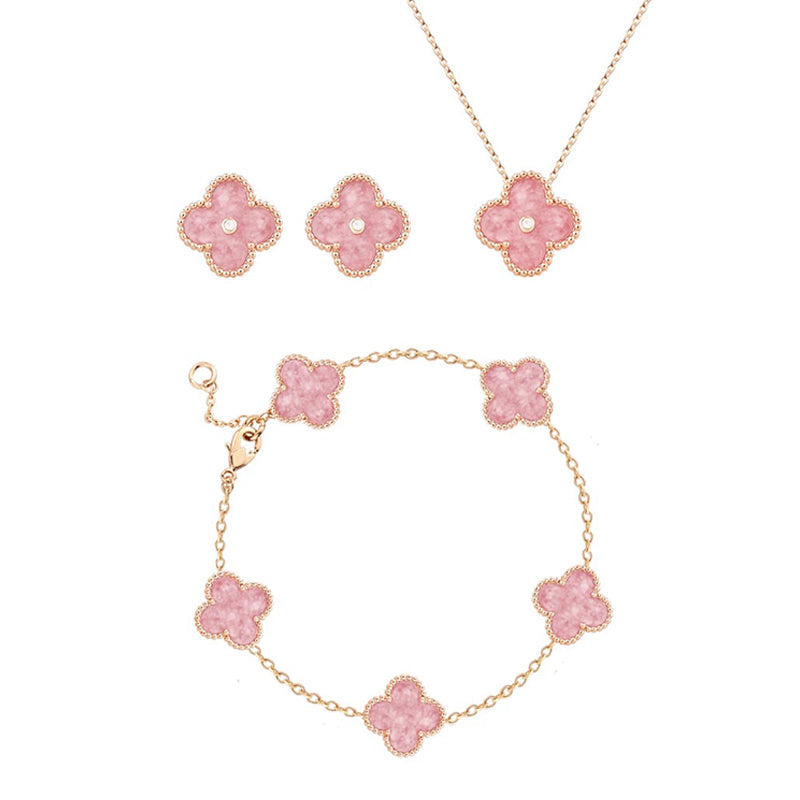 Pink Diamond Clover Necklace