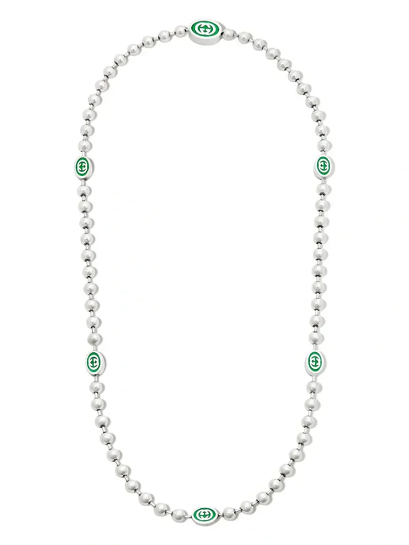 Double Gucci Interlocking Gucci Green Necklace