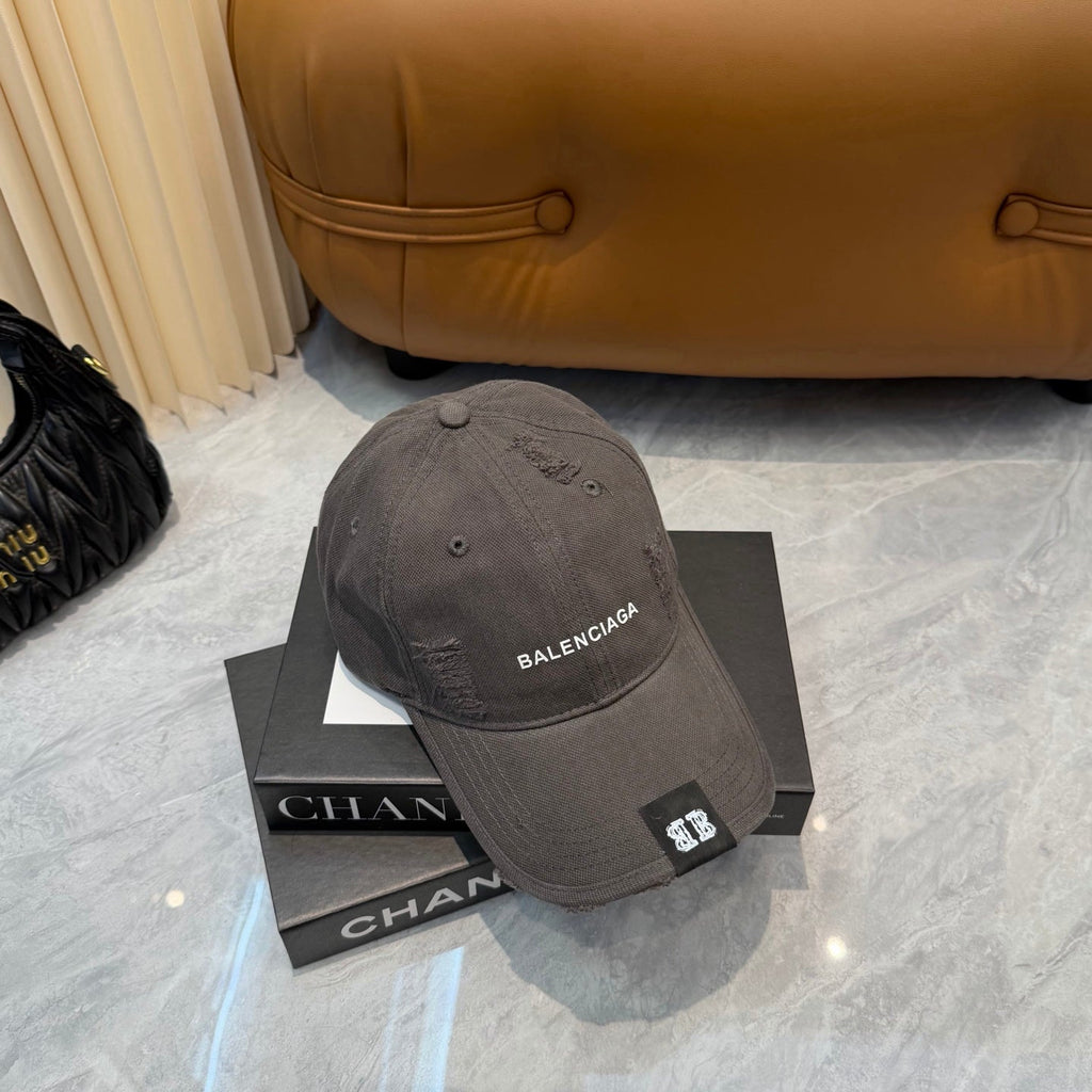 Distressed Style Baseball Cap in Charcoal