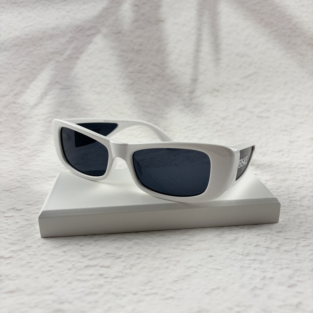 Modern Rectangular White Sunglasses - UV Protection Street Style