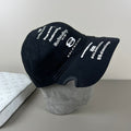 Black cotton multi‑logo embroidery cap with sculpted brim