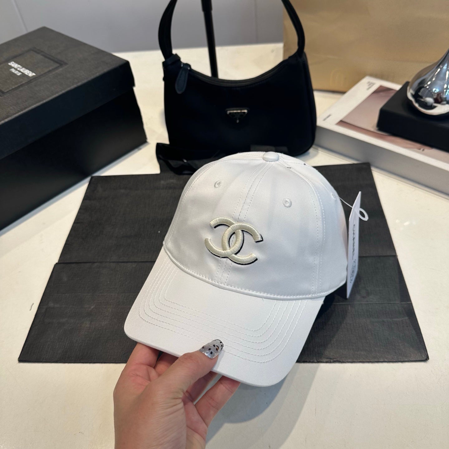 Embroidered Cotton Baseball Cap — White