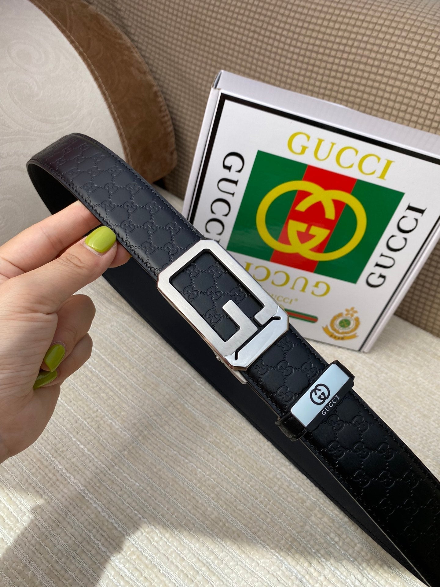 Black Leather Belt with Silver Buckle