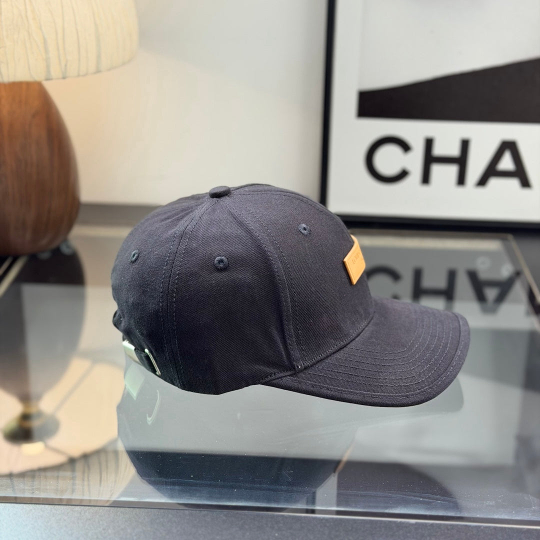 Premium Cotton Baseball Cap with Contrast Leather-Style Patch