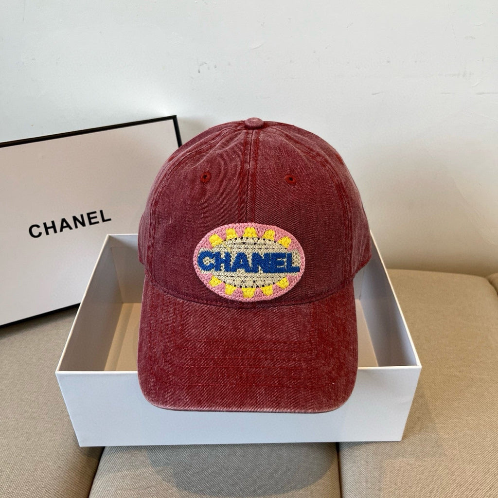 Vintage-Wash Embroidered Baseball Cap, Cotton Adjustable Sun Hat