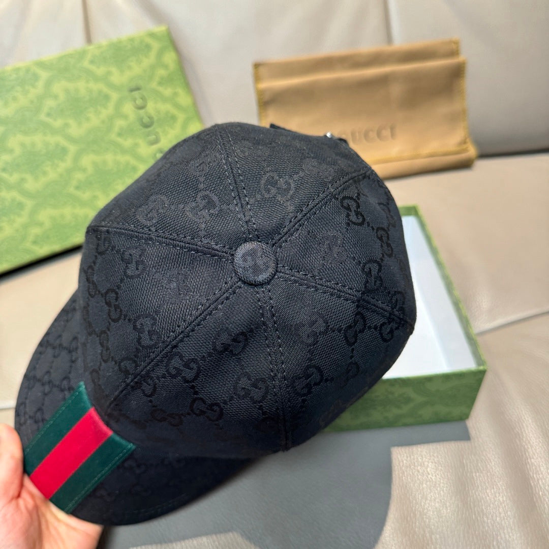Stylish Black Cap with Striped Accent
