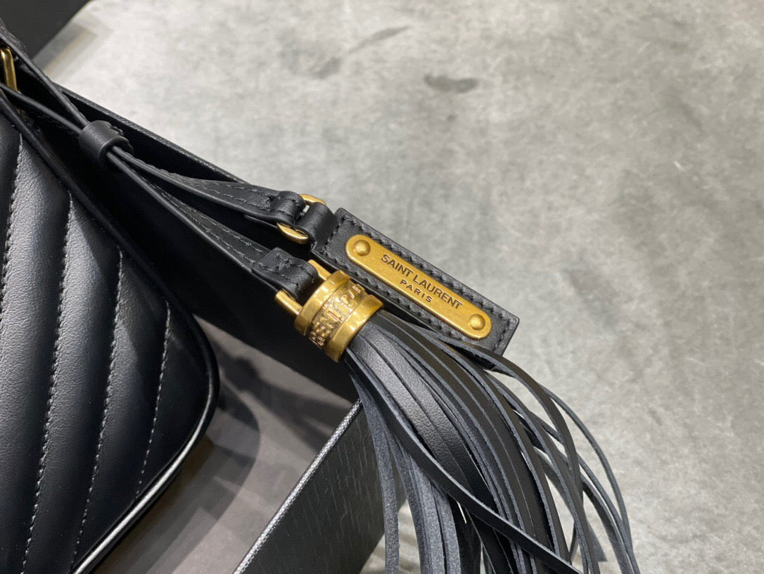 Quilted Leather Camera Bag with Gold-Tone Accents