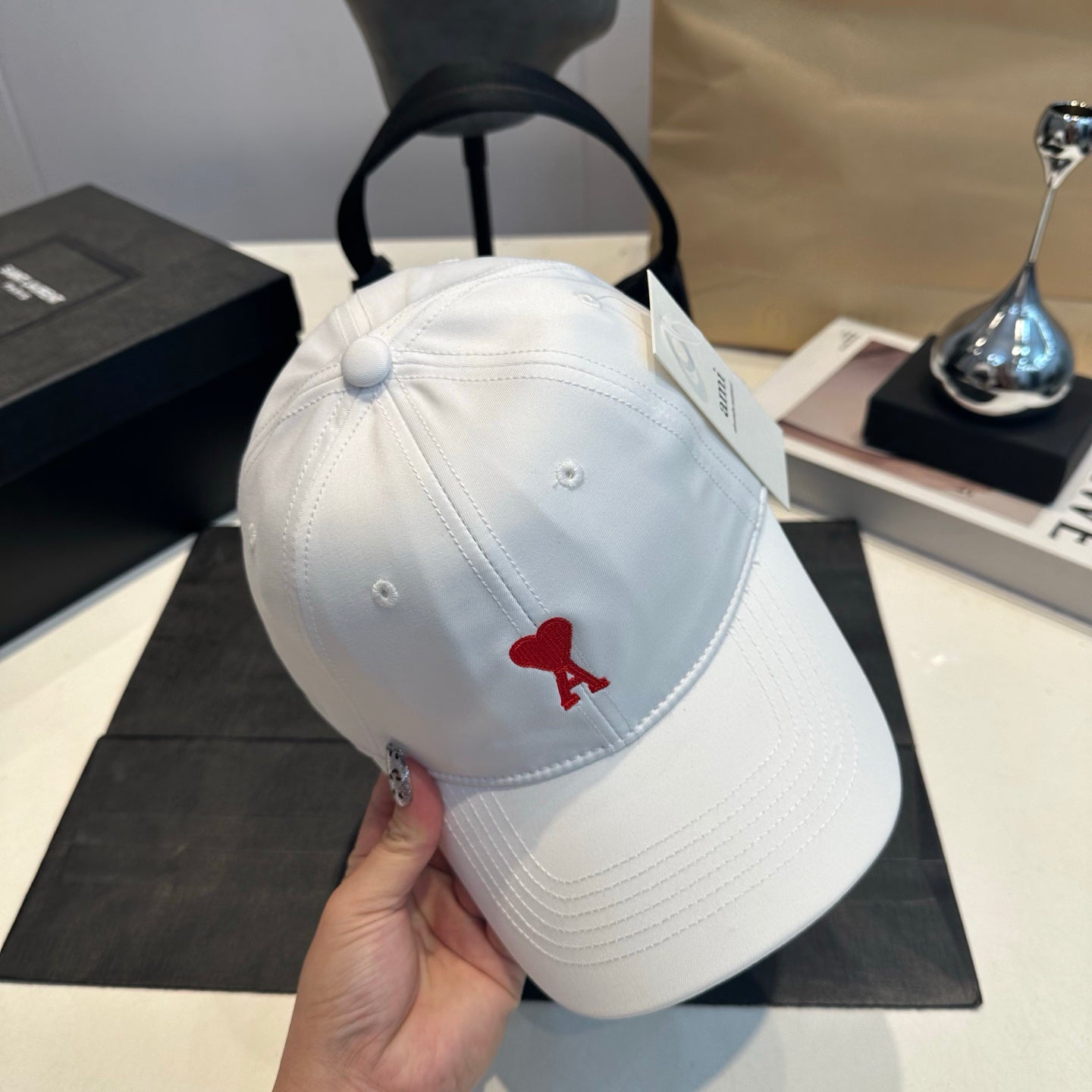 Embroidered Cotton Baseball Cap — White