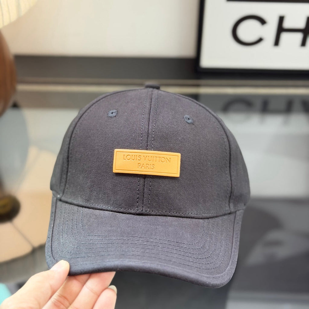 Premium Cotton Baseball Cap with Contrast Leather-Style Patch