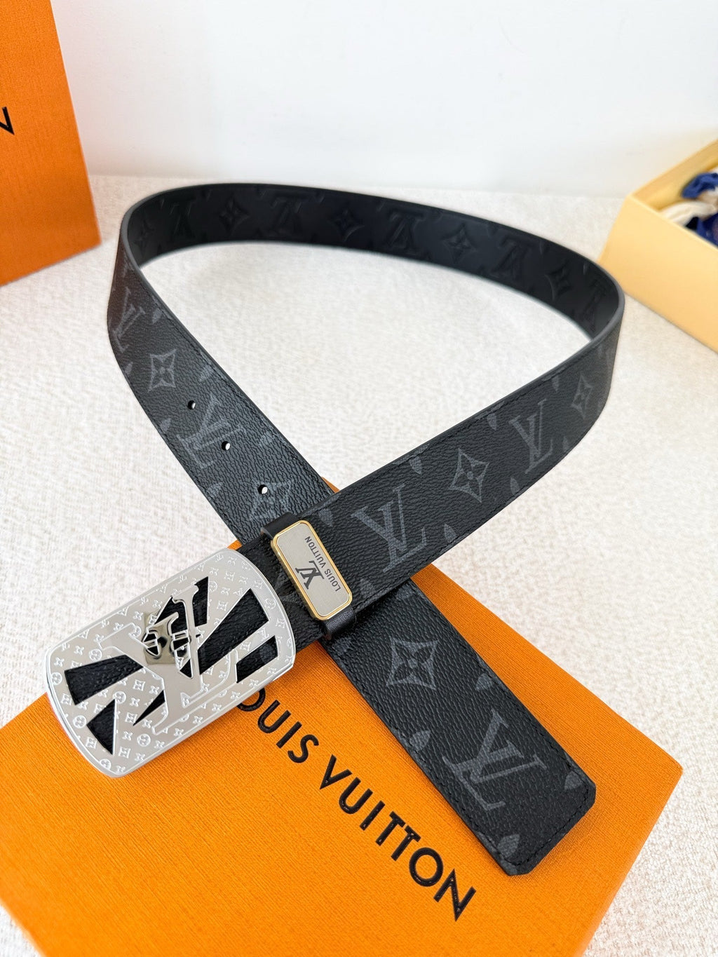 Modern Monogram Embossed Leather Belt | 3.8cm Width Men's Accessory