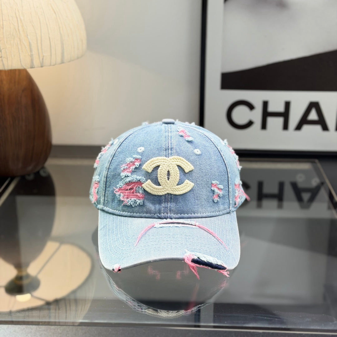 Distressed Denim Baseball Cap - Vintage Wash Summer Sun Hat