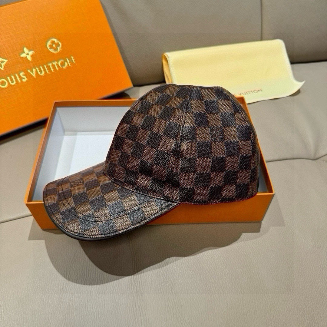 Classic Checkered Baseball Cap in Earth Tones