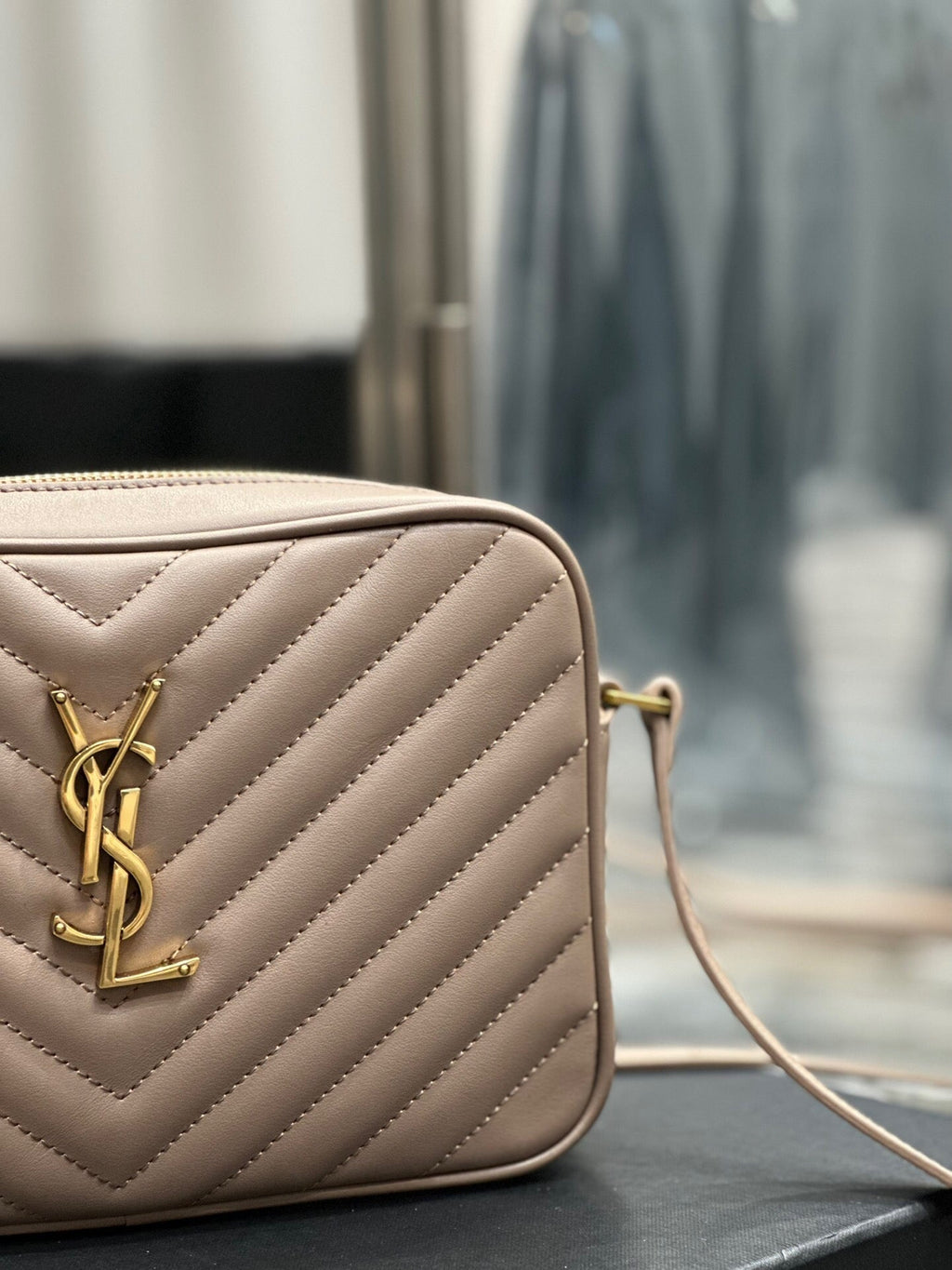 Quilted Leather Camera Bag with Tassel Detail