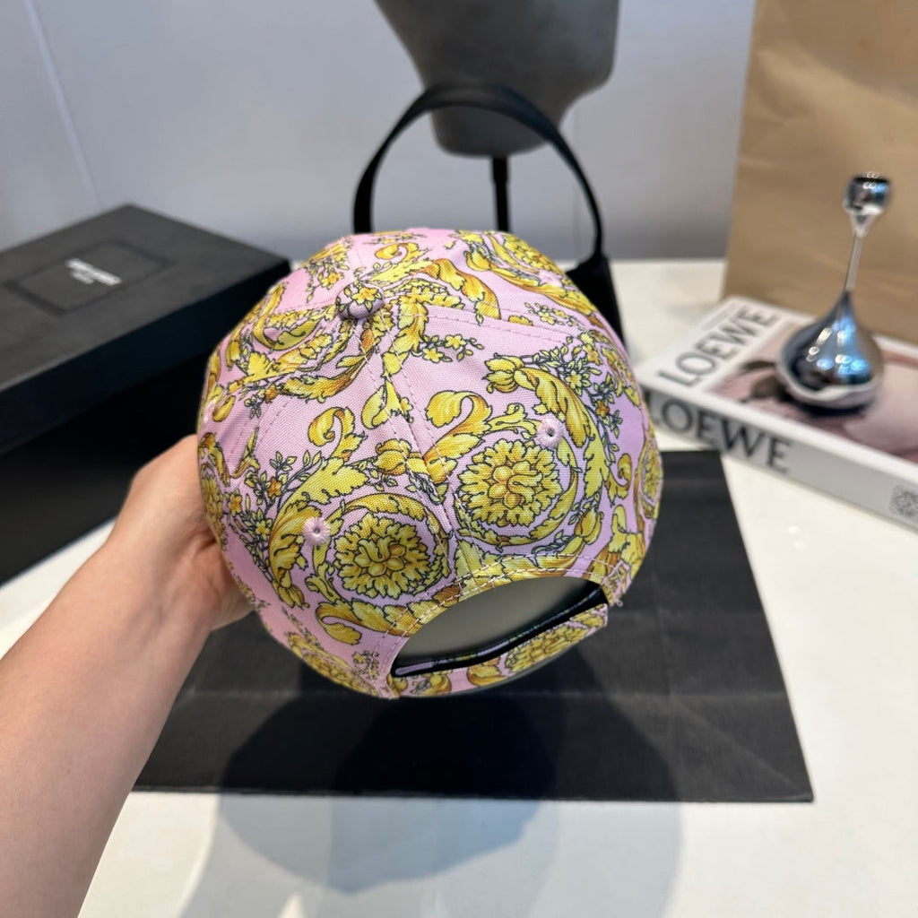 Embroidered Floral Baseball Cap in Soft Pink