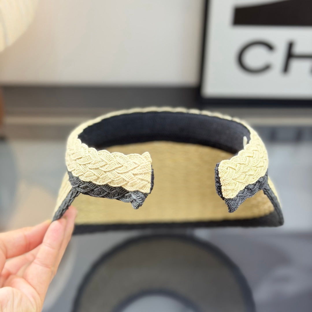 Summer Straw Sun Visor - Breathable Wide Brim Beach Cap for Women