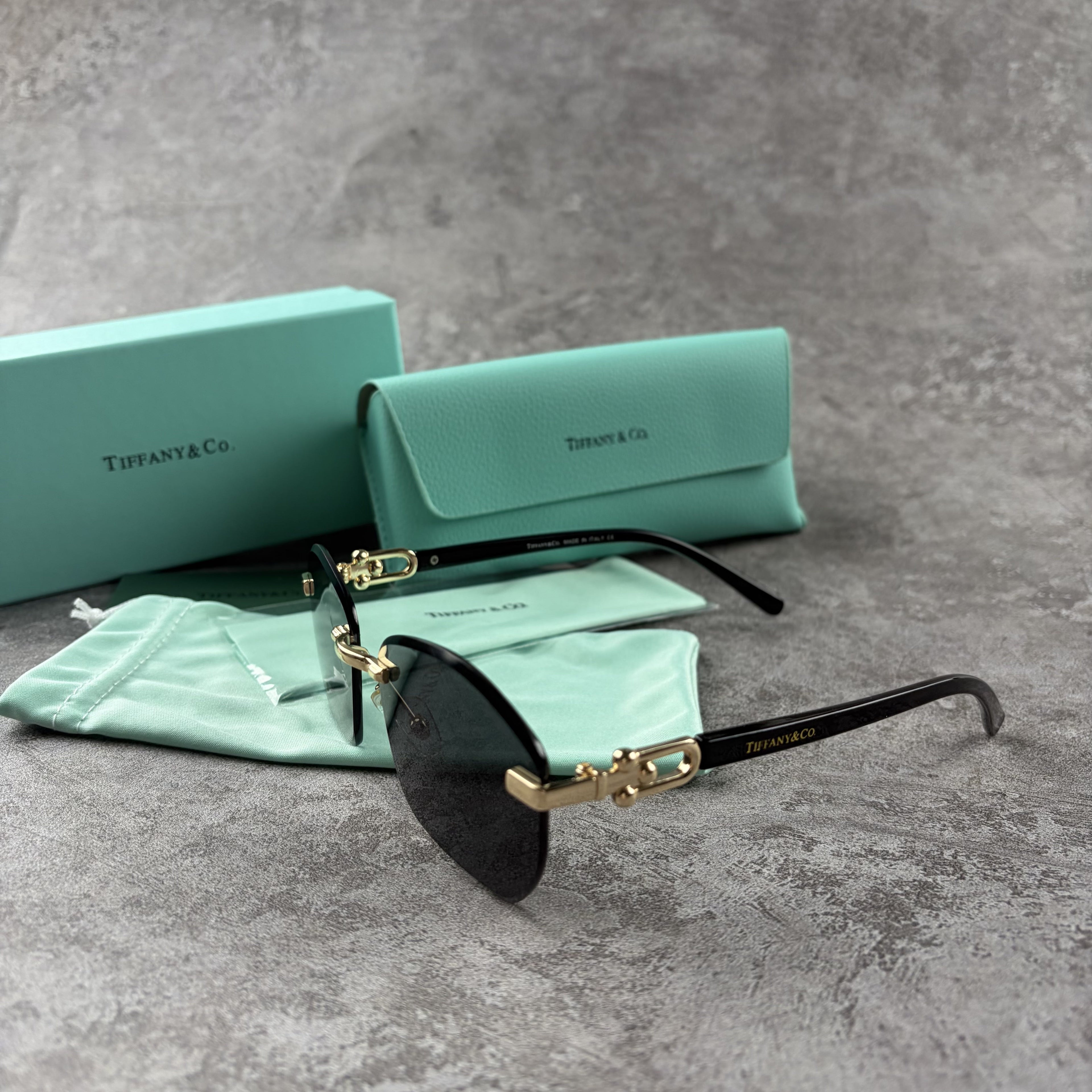 Rimless Gradient Sunglasses - Gold Metal Frame & UV Protection