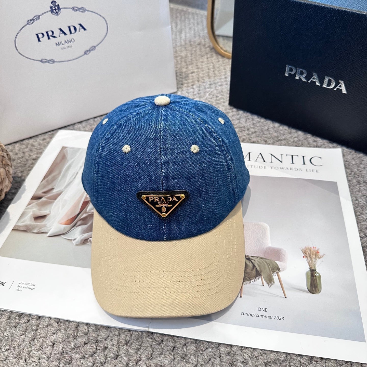 Premium Two-Tone Denim Baseball Cap - Adjustable Streetwear Hat