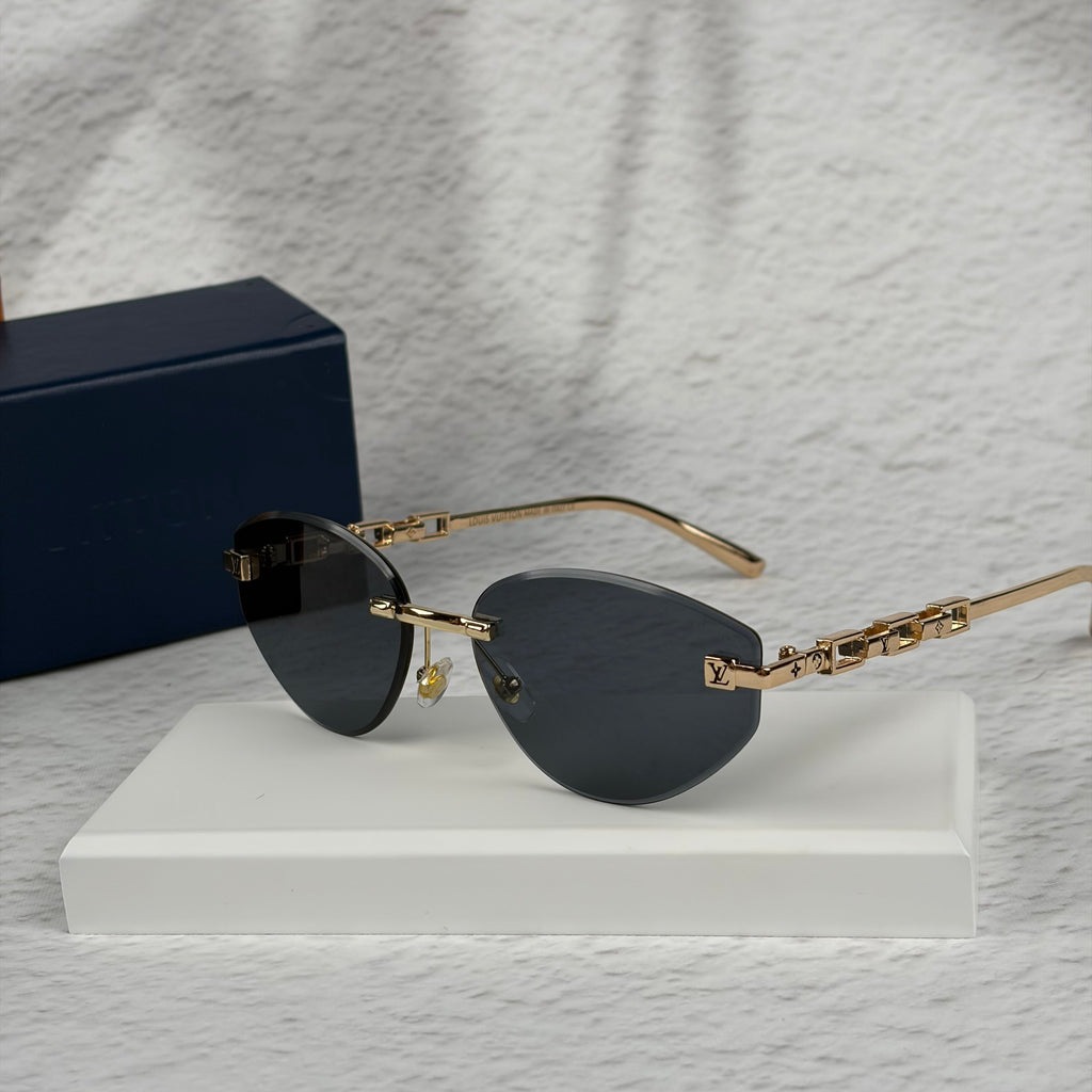 Rimless Chic Sunglasses - Gold Metal Frame with Gradient Tint