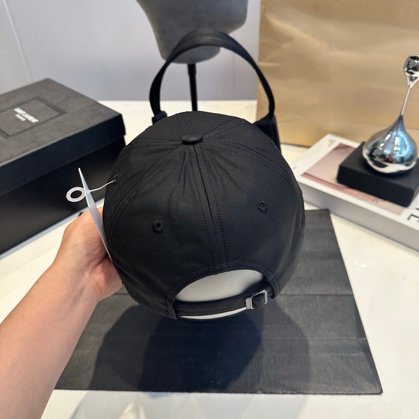 Embroidered Cotton Baseball Cap — Black