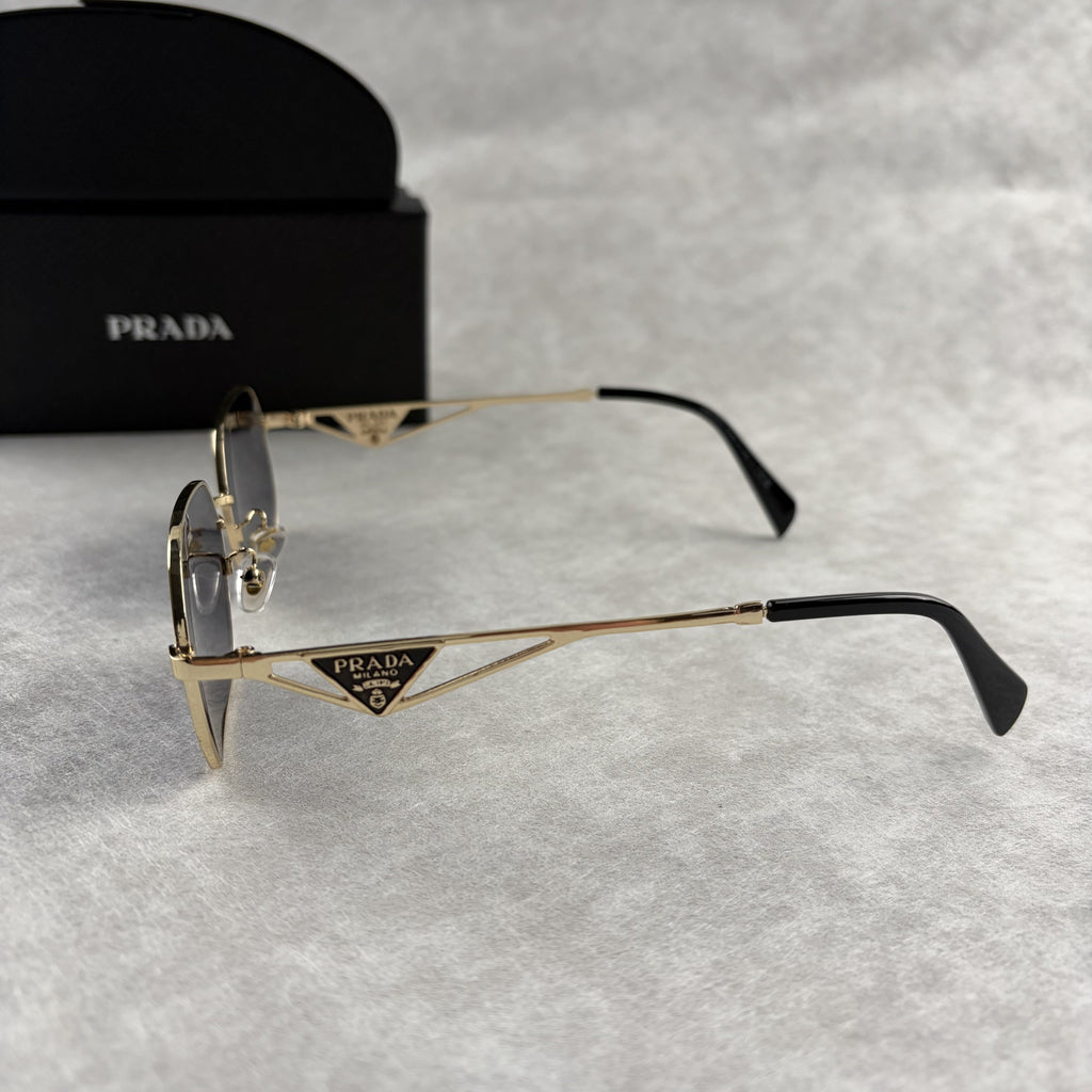 Geometric Gold Frame Sunglasses - Lightweight Metal UV Protection