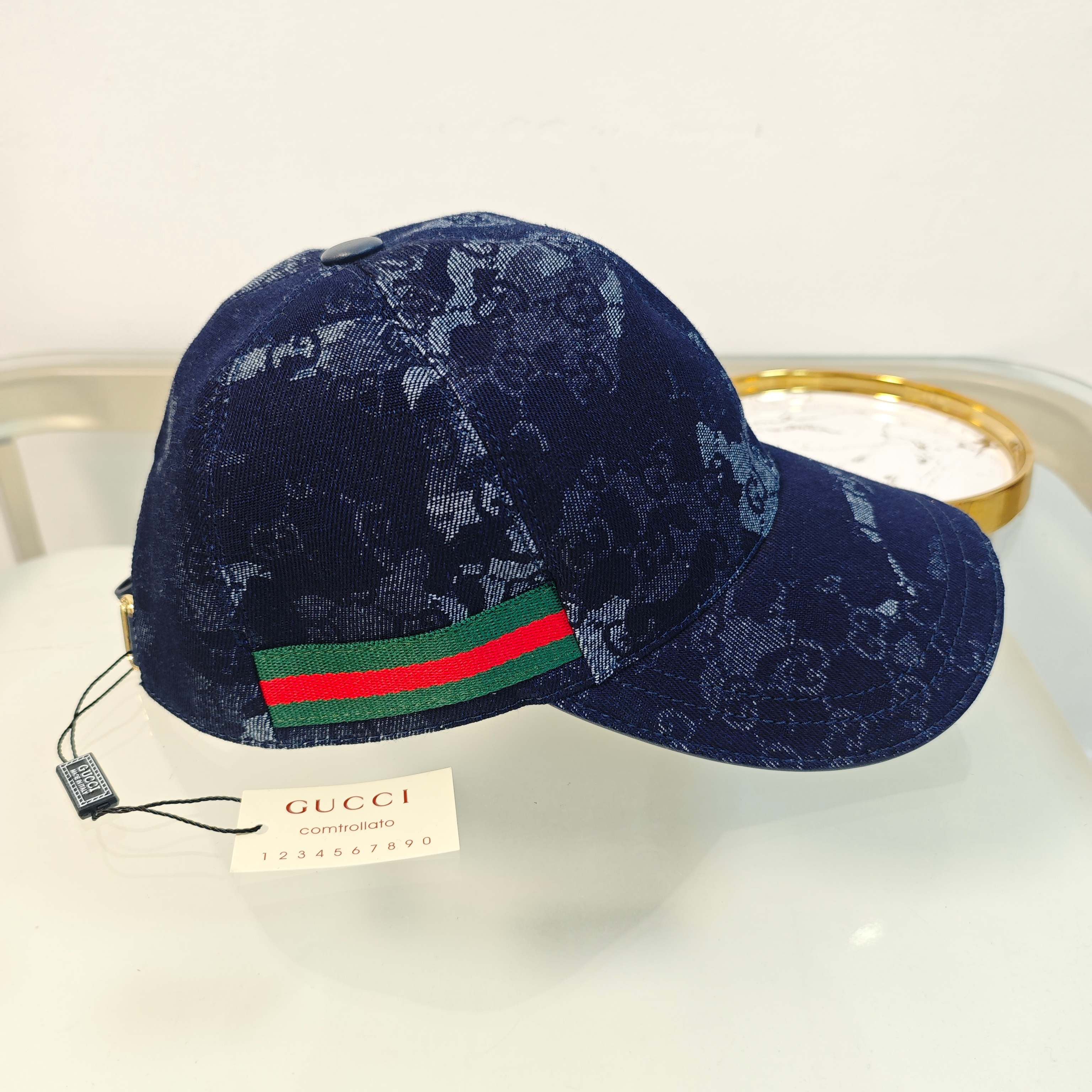Chic Navy Baseball Cap with Subtle Monogram Detailing