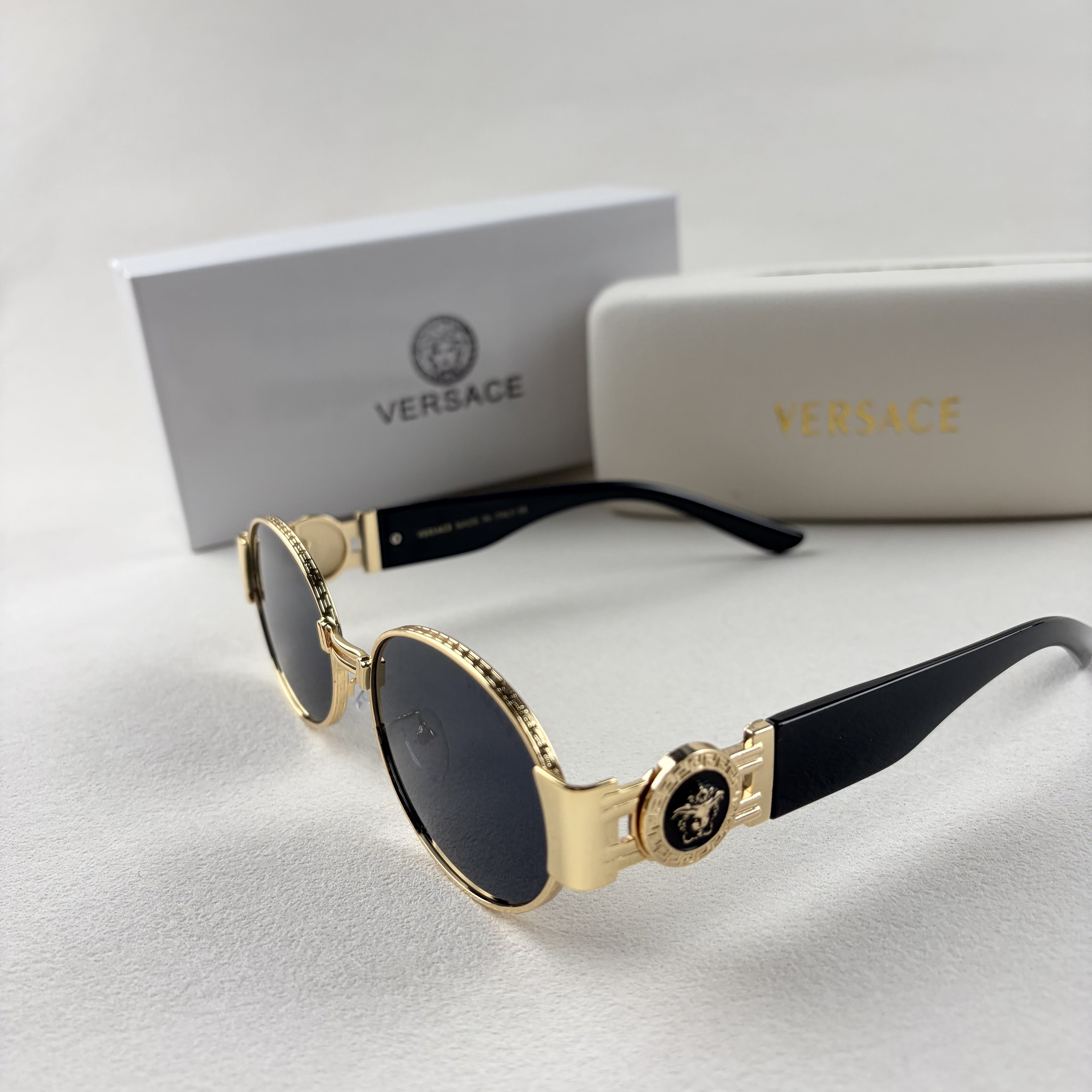 Oval Gold Frame Sunglasses - Premium Metal Designer Shades