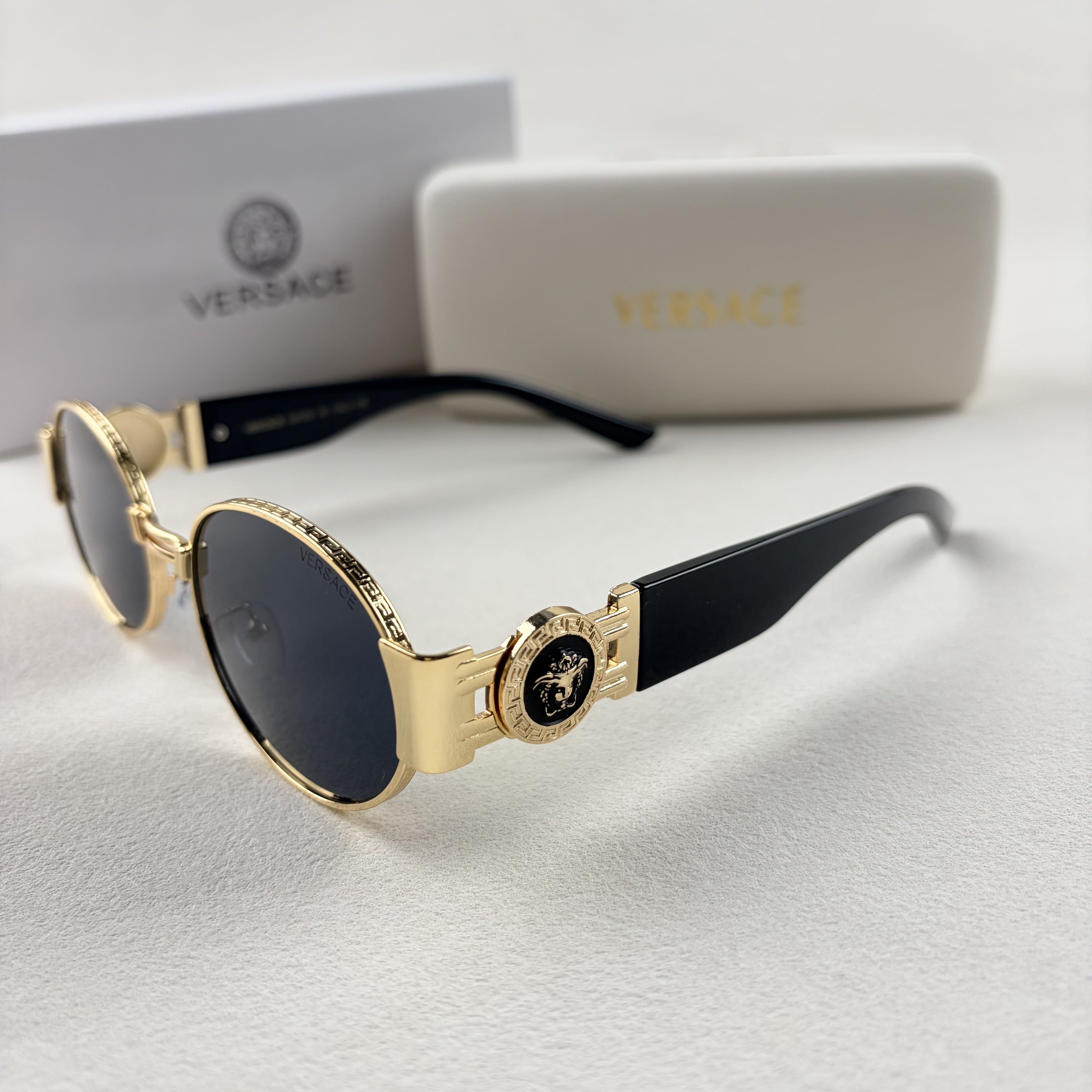 Oval Gold Frame Sunglasses - Premium Metal Designer Shades