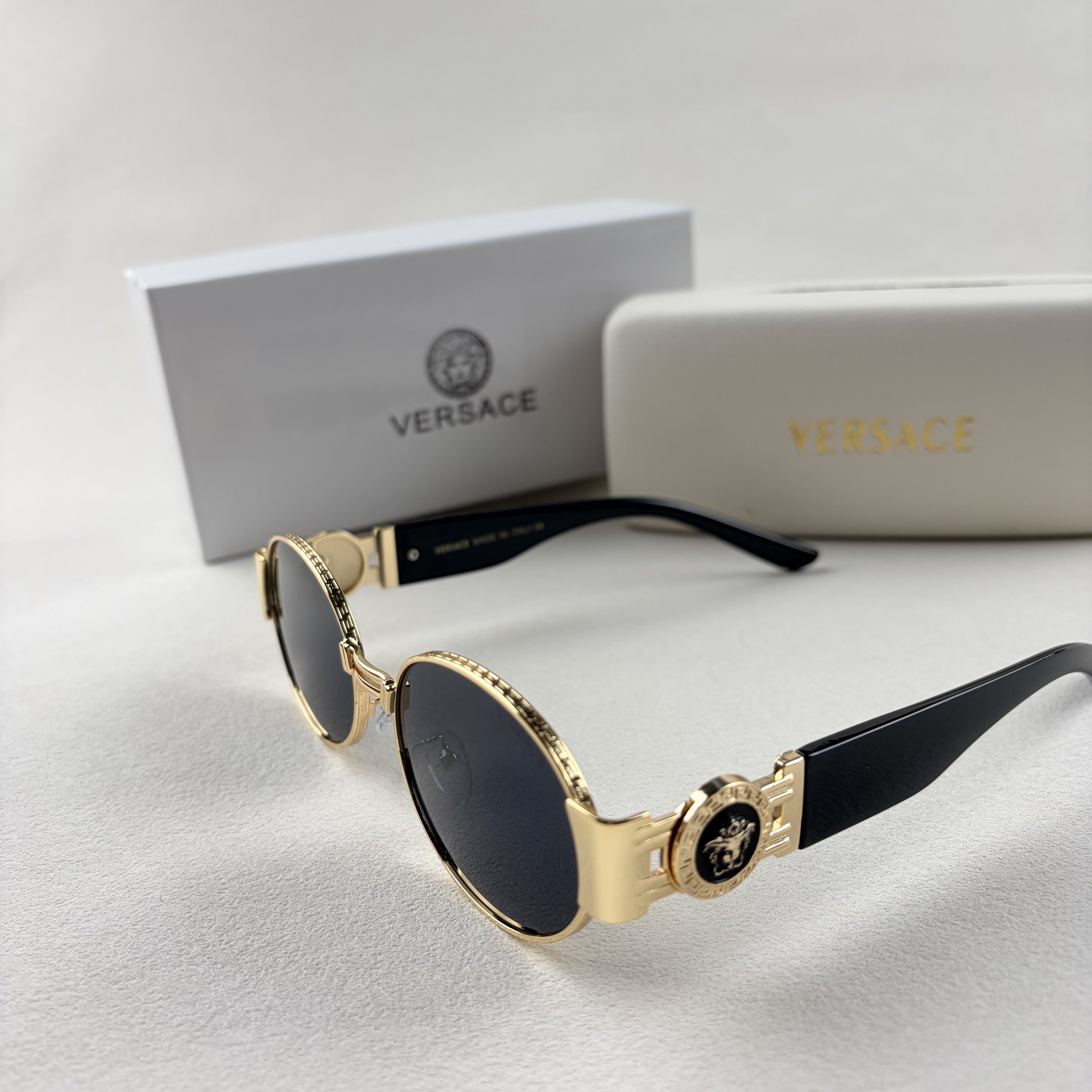 Oval Gold Frame Sunglasses - Premium Metal Designer Shades