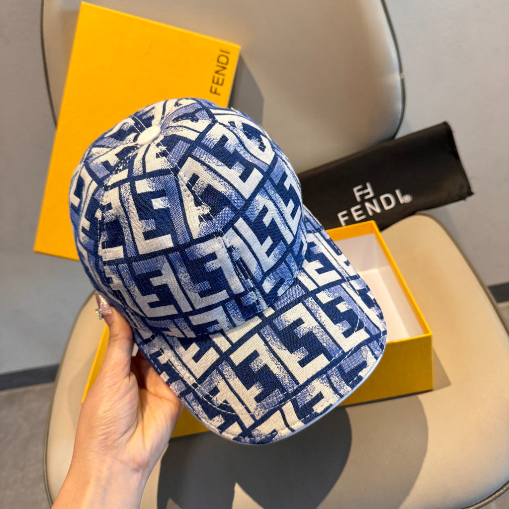 Double F Patterned Baseball Cap - Blue Denim Aesthetic