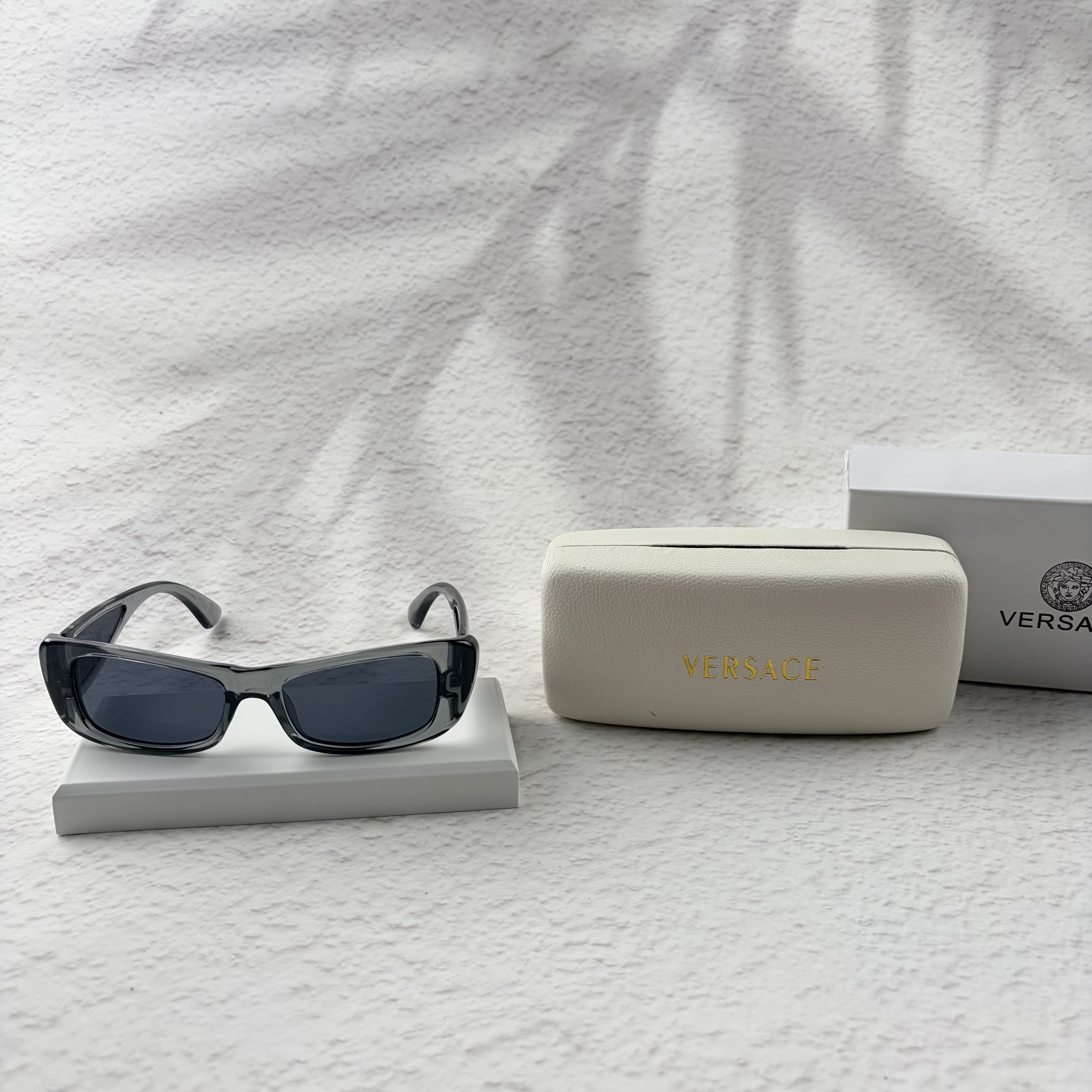 Modern Rectangular Frames | Translucent Gray Sunglasses UV Protection