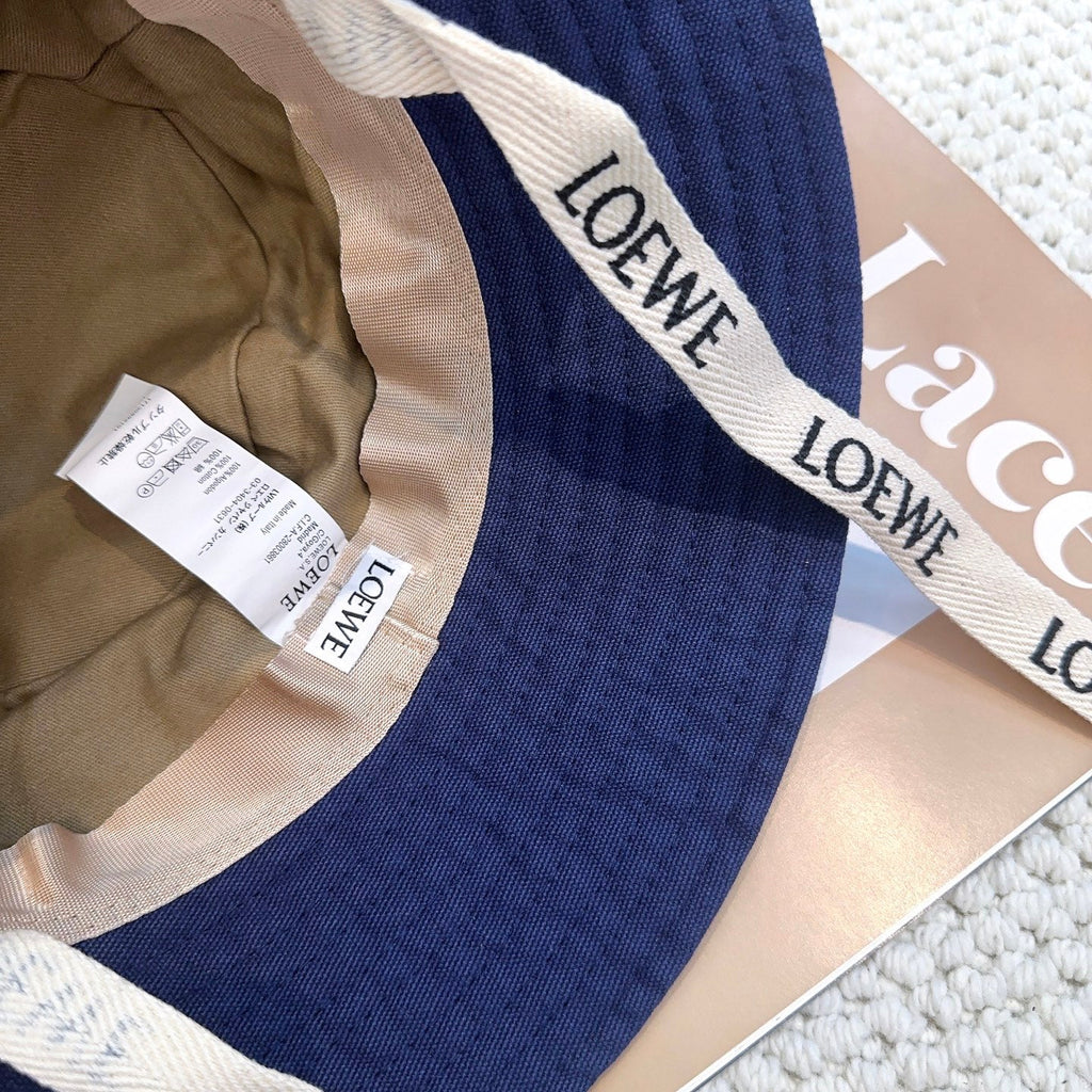Navy Canvas Bucket Hat with Patch and Adjustable Strap