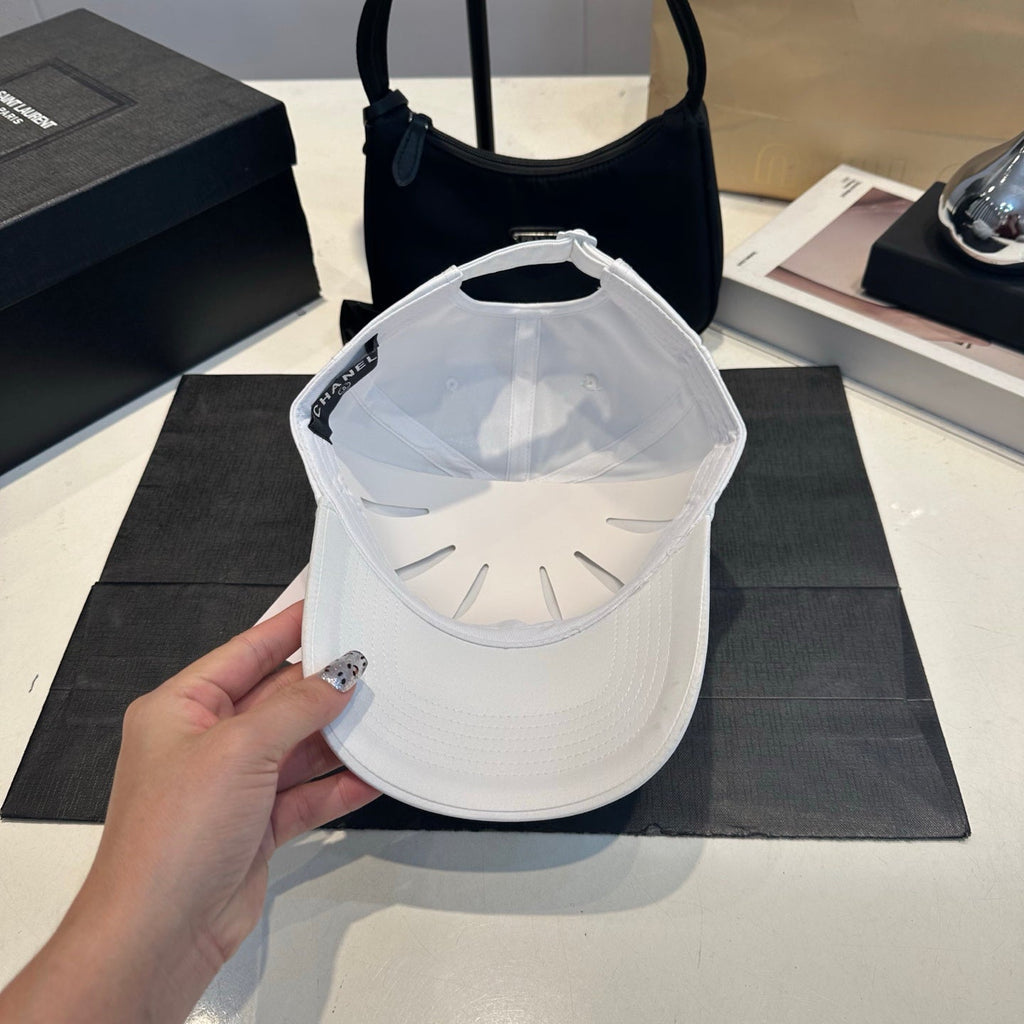 Embroidered Cotton Baseball Cap — White