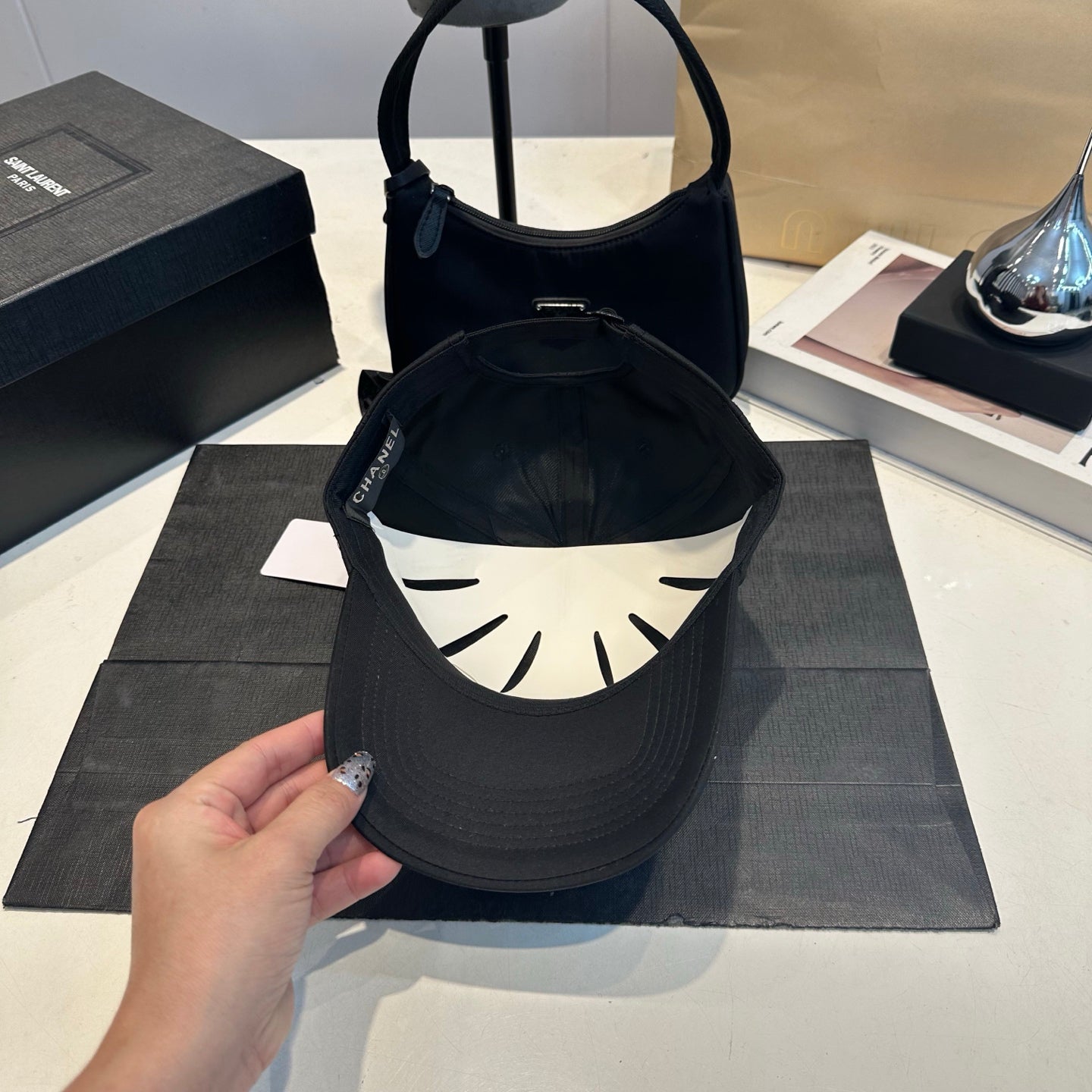 Embroidered Cotton Baseball Cap — Black
