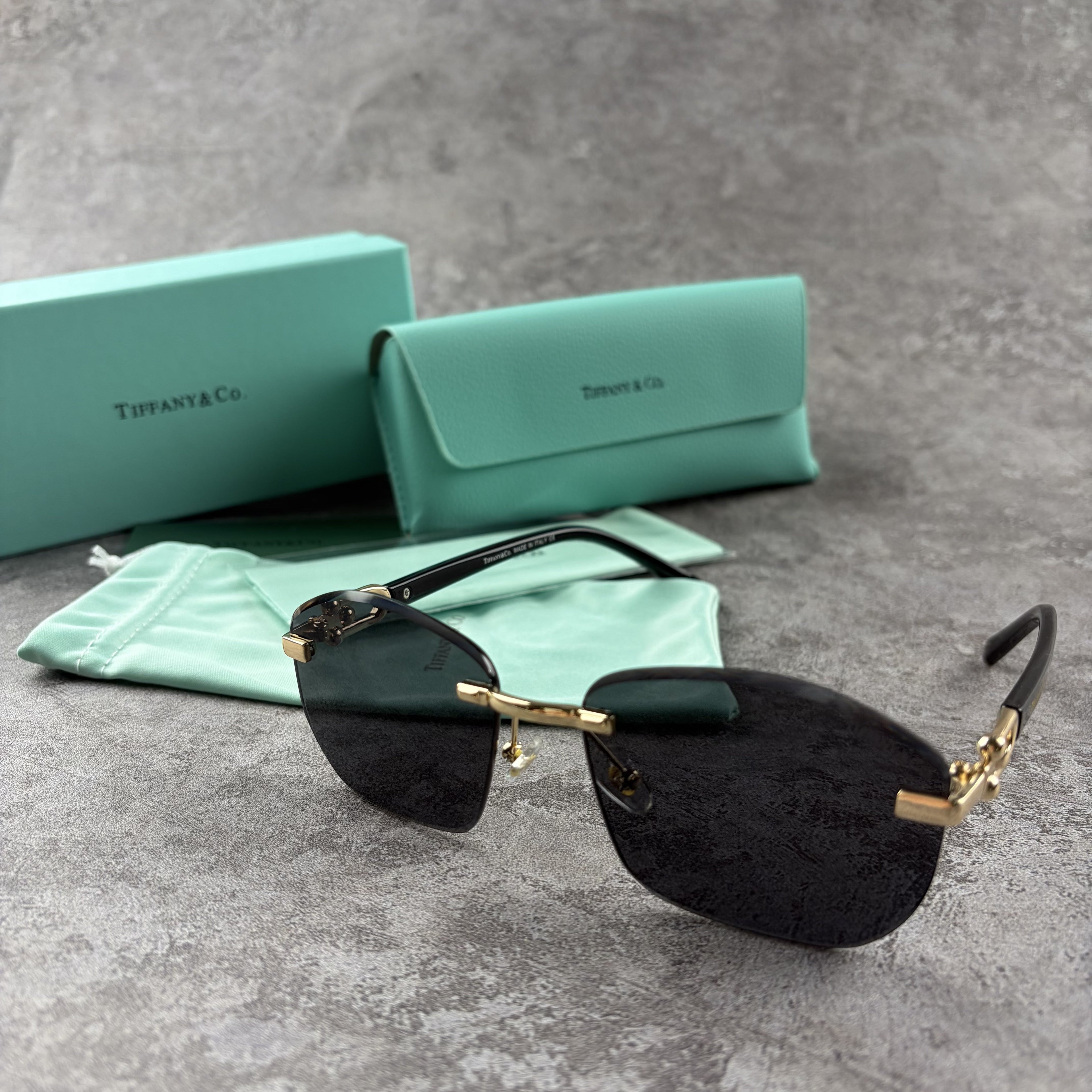 Rimless Gradient Sunglasses - Gold Metal Frame & UV Protection