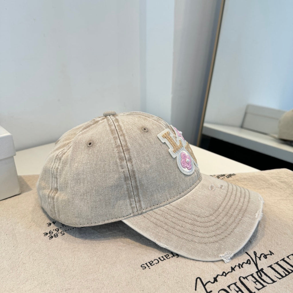 Vintage Distressed Baseball Cap – Embroidered Cotton Sun Hat