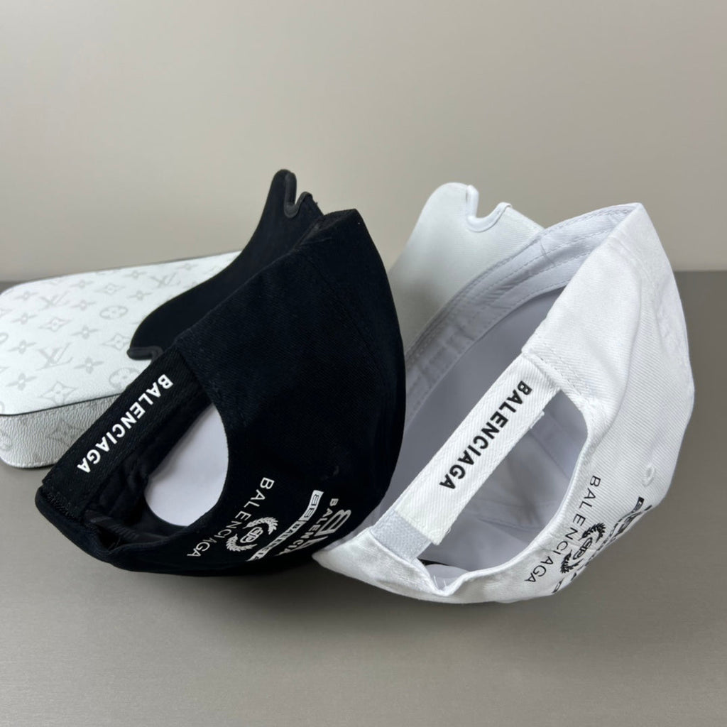 Black cotton multi‑logo embroidery cap with sculpted brim