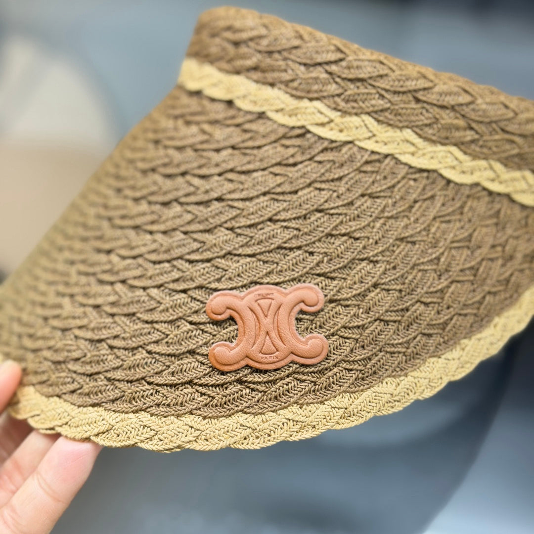 Woven Straw Visor Hat - UV Protection Summer Beach Sun Hat
