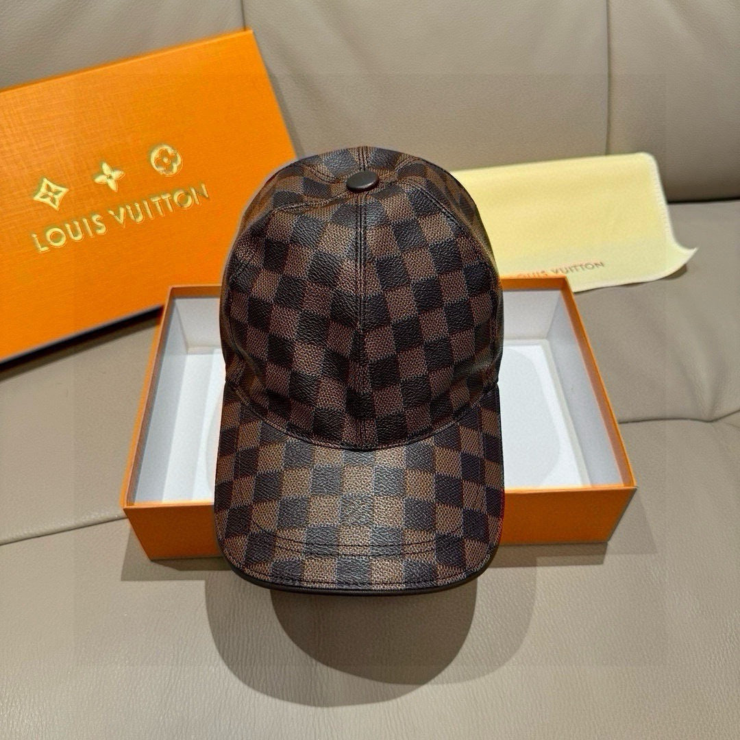 Classic Checkered Baseball Cap in Earth Tones