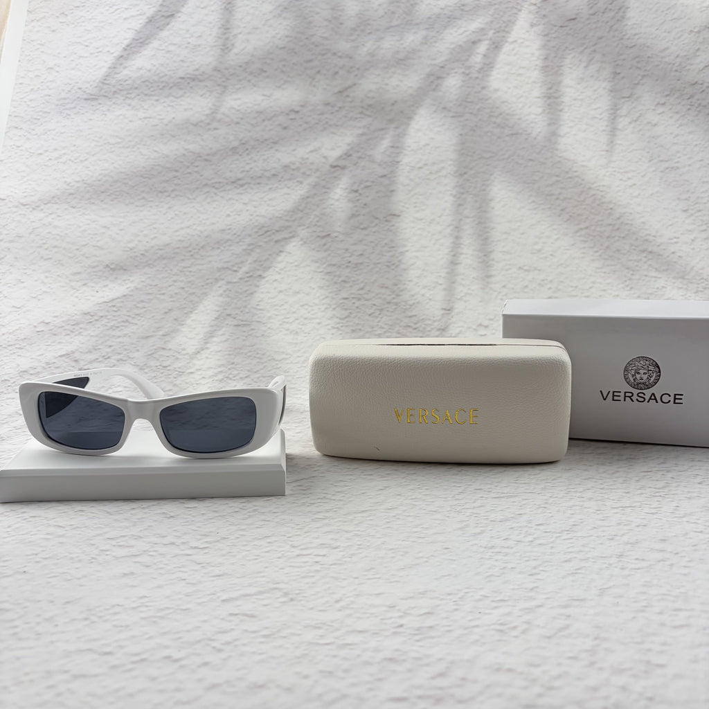 Modern Rectangular White Sunglasses - UV Protection Street Style
