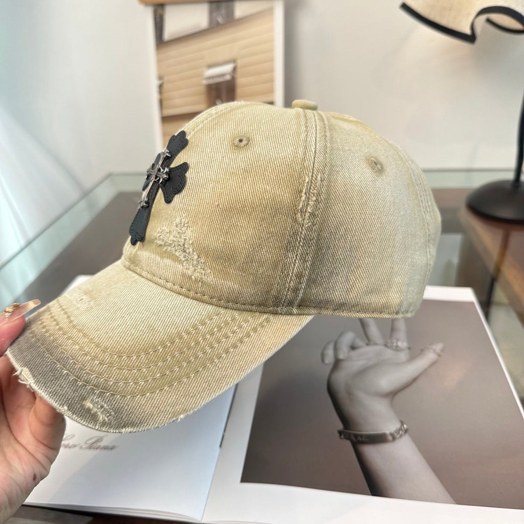 Chic Cross Embroidered Baseball Cap in Subtle Beige